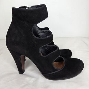 Chie Mihara Size 40 Women Suede Cut Out Ankle Boots In Black High Heels